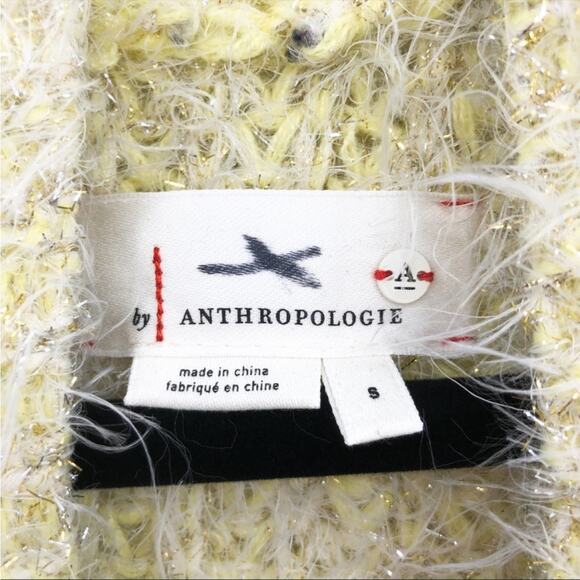 Anthropologie Yellow Larkin Shimmer Belted Cardigan Small Long Sleeve NEW - Picture 6 of 9